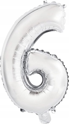 Attēls no AMSCAN Balon foliowy mini cyfra 6 srebrna 29x40cm