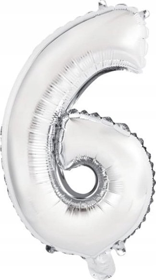 Изображение AMSCAN Balon foliowy mini cyfra 6 srebrna 29x40cm