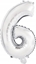 Изображение AMSCAN Balon foliowy mini cyfra 6 srebrna 29x40cm