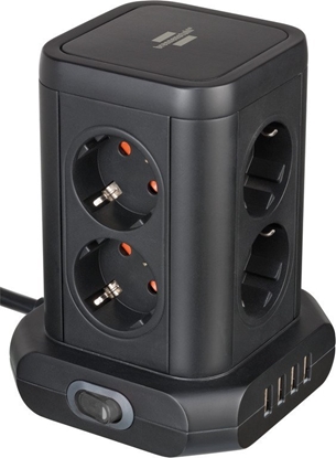 Attēls no Brennenstuhl Socket Tower 8-fold with 4 USB 2m    black