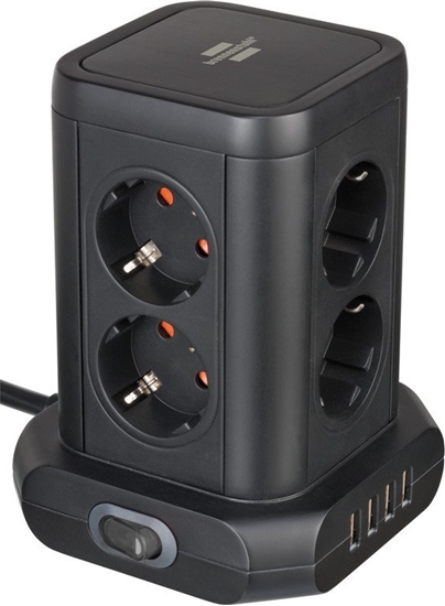 Изображение Brennenstuhl Socket Tower 8-fold with 4 USB 2m    black