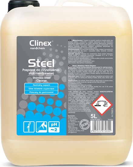 Изображение Clinex Pyn do mycia mebli i urzdze ze stali nierdzewnej CLINEX Gastro Steel 5L Pyn do mycia mebli i urzdze ze stali nierdzewnej CLINEX Gastro Steel 5L