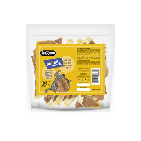 Picture of Gardums suņiem Hau&Miau Truša auss ar vistu 500g