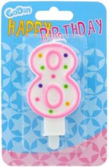 Изображение GoDan wieczka urodzinowa cyferka 8 z kropeczkami