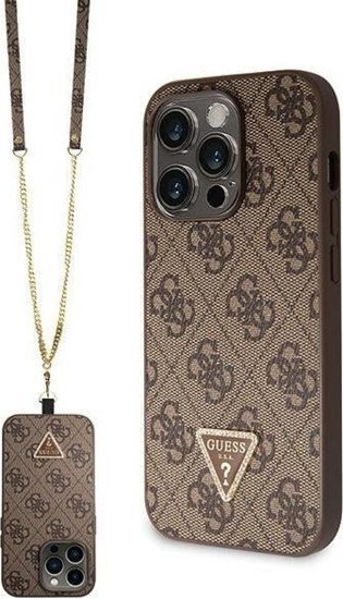 Picture of Guess Etui GUHCP14LP4TDSCPW Apple iPhone 14 Pro hardcase Crossbody 4G Metal Logo brzowy/brown