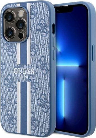 Изображение Guess Etui Guess GUHMP14LP4RPSB Apple iPhone 14 Pro niebieski/blue hardcase 4G Printed Stripes MagSafe
