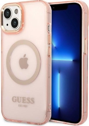 Attēls no Guess Etui Guess GUHMP14SHTCMP Apple iPhone 14 róowy/pink hard case Gold Outline Translucent MagSafe