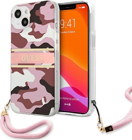 Picture of Guess Guess GUHCP13MKCABPI iPhone 13 6,1" róowy/pink hardcase Camo Strap Collection