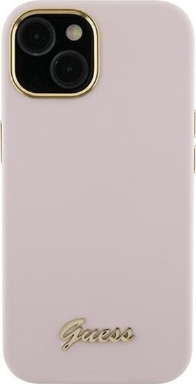 Picture of Guess Guess GUHCP15LSMBSLP iPhone 15 Pro 6.1" róowy/pink hardcase Silicone Script Metal Logo & Frame