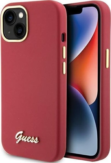 Изображение Guess Guess GUHCP15SSMBSLM iPhone 15 6.1" magenta hardcase Silicone Script Metal Logo & Frame