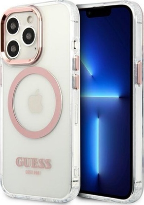 Attēls no Guess Guess GUHMP13LHTRMP iPhone 13 Pro / 13 6,1" róowy/pink hard case Metal Outline Magsafe