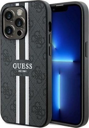 Attēls no Guess GUHMP15LP4RPSK iPhone 15 Pro 6.1" czarny/black hardcase 4G Printed Stripes MagSafe