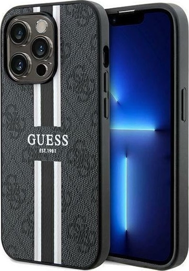 Picture of Guess Guess GUHMP15LP4RPSK iPhone 15 Pro 6.1" czarny/black hardcase 4G Printed Stripes MagSafe