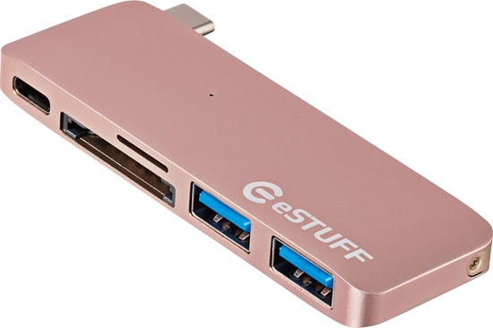 Изображение HUB USB eStuff 1x SD 1x microSD  + 3x USB-A  (ES84121-ROSE)