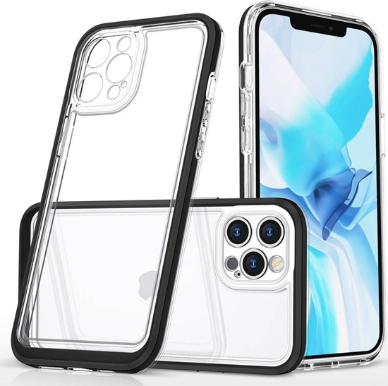 Picture of Hurtel Clear 3in1 etui do iPhone 12 Pro Max elowy pokrowiec z ramk czarny