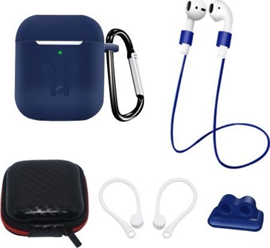 Picture of Hurtel Zestaw silikonowe etui AirPods 2 / AirPods 1 + futera / zaczep na ucho / pasek na szyj / uchwyt na pasek zegarka / karabiczyk - róowe