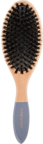 Picture of INTER-VION_Szczotka drewniana z naturalnym wosiem Szara