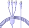 Picture of Baseus 3in1 USB cable Baseus Flash Series 2, USB-C + micro USB + Lightning, 100W, 1.5m (purple)