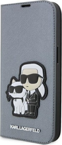 Picture of Karl Lagerfeld Etui KLBKP14LSANKCPG Apple iPhone 14 Pro bookcase srebrny/silver Saffiano Karl & Choupette
