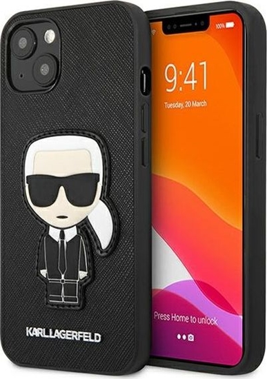 Picture of Karl Lagerfeld KLHCP13SOKPK iPhone 13 mini 5,4" czarny/black hardcase Saffiano Ikonik Karl`s Patch
