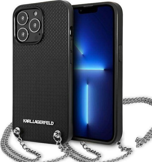 Picture of Karl Lagerfeld KLHCP13XPMK iPhone 13 Pro Max 6,7" hardcase czarny/black Leather Textured and Chain