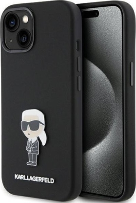 Attēls no Karl Lagerfeld Karl Lagerfeld KLHCP15SSMHKNPK iPhone 15 6.1" czarny/black Silicone Ikonik Metal Pin