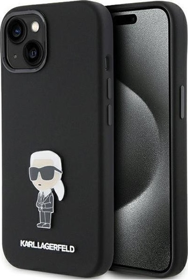 Picture of Karl Lagerfeld Karl Lagerfeld KLHCP15SSMHKNPK iPhone 15 6.1" czarny/black Silicone Ikonik Metal Pin