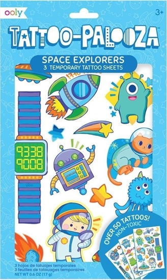 Изображение Kolorowe Baloniki Tatuae zmywalne Tattoo Palooza - Odkrywcy kosmosu
