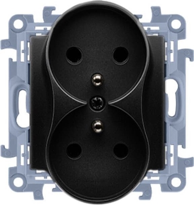 Picture of Kontakt-Simon Gniazdo podwójne z uziemieniem Simon 10 CGZ2MZ.01/49 czarny mat z przesonami torów prdowych 16A 250V zaciski rubowe Kontakt-Simon