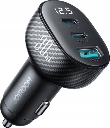 Picture of adowarka Joyroom adowarka samochodowa Joyroom JR-CCD04 30W 2x USB-C USB-A z wywietlaczem - czarna