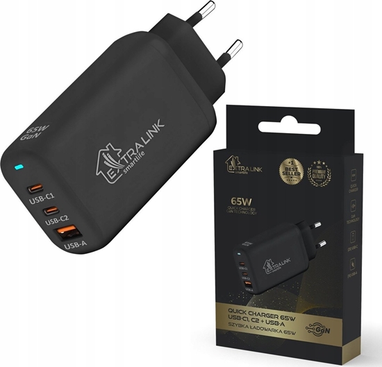 Picture of adowarka ExtraLink Extralink CHARESL02 Smart Life Fast Charger 65W GaN 2x USB-C, USB-A