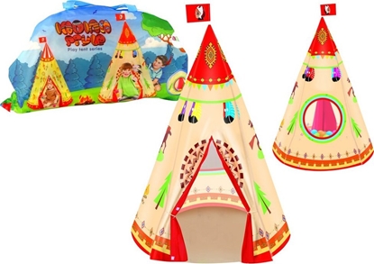 Изображение LeanToys Namiot Tipi Dla Dzieci Styl Indiaski Ogród Kremowy 160 cm x 105 cm