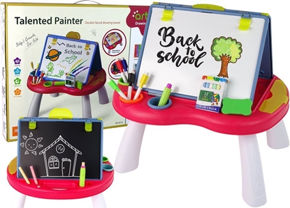 Attēls no LeanToys Tablica 2w1 Stolik Kredowa Pisaki Gra Chiczyk We