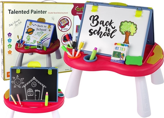 Изображение LeanToys Tablica 2w1 Stolik Kredowa Pisaki Gra Chiczyk We