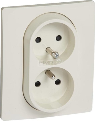 Picture of Legrand Gniazdo podwójne z/u kompaktowe 16 A 250 Vz przesonami kremowe (764641)