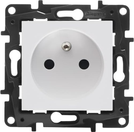 Изображение Legrand Gniazdo pojedyncze Legrand Niloe Step 863130 z uziemieniem zaciski rubowe biae