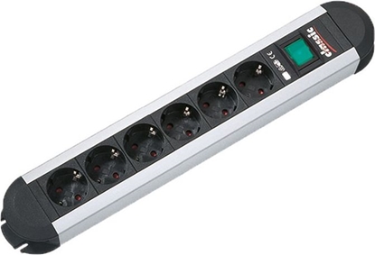 Picture of Bachmann PRIMO socket strip 6x earthing contact, aluminium, with switch, 1.75 m