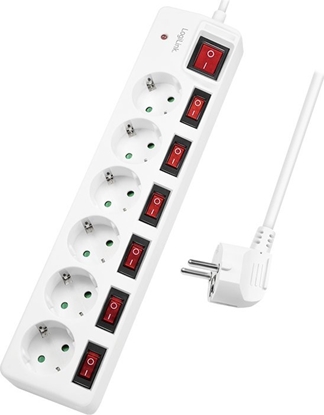 Изображение Listwa zasilajca LogiLink LogiLink 6 gniazd 1.5m biaa