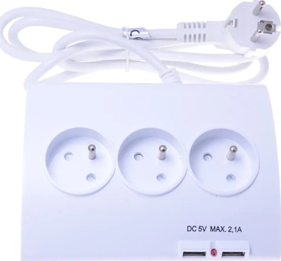 Picture of Listwa zasilajca PremiumCord PREMIUMCORD Prodluovací pívod 230V 1,5m 5zásuvek+vypína+2x USB 2A