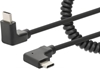 Picture of Manhattan USB-C to USB-C Cable, 1m, Male to Male, Black, 480 Mbps (USB 2.0), Tangle Resistant Curly Design, Angled Connectors, Ideal for Charging Cabinets/Carts, Power Delivery up to 60W, Hi-Speed USB, Lifetime Warranty, Polybag