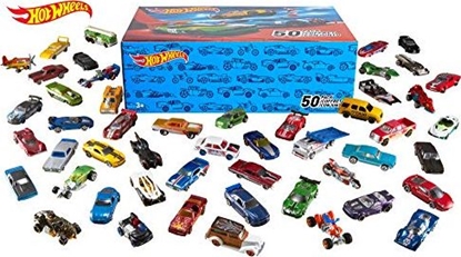 Picture of Mattel Hot Wheels CGN22 - zestaw 50 pojazdów odlewanych cinieniowo w skali 1:64, bardzo duy zestaw upominkowy, po 50 zabawek kady, losowy wybór, od 3 lat