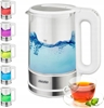 Picture of Mesko Kettle MS 1301w Electric, 1850 W, 1.7 L, Glass/Stainless steel, 360° rotational base, White