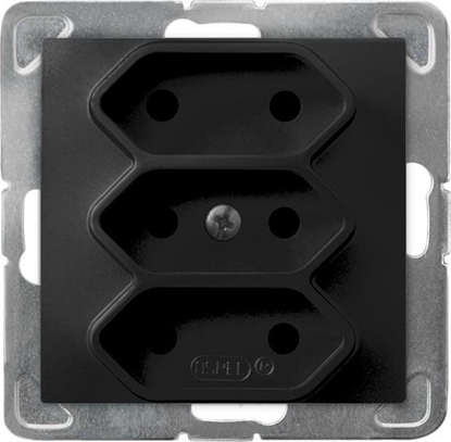 Picture of Ospel IMPRESJA Gniazdo potrójne EURO czarny metalik GP-3Y/m/33