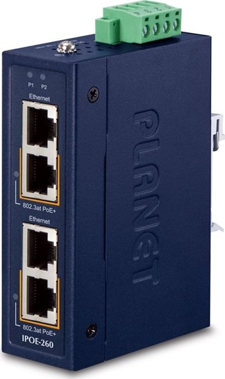 Picture of Planet PLANET Industrial 2-port 10/100/1000T Gigabit Ethernet (10/100/1000) Obsuga PoE Niebieski