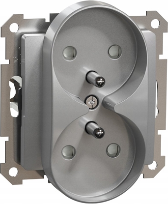Picture of Schneider Electric Sedna Design, Gniazdo 2x2P+PE z przesonami do systemu ramkowego, srebrne aluminium