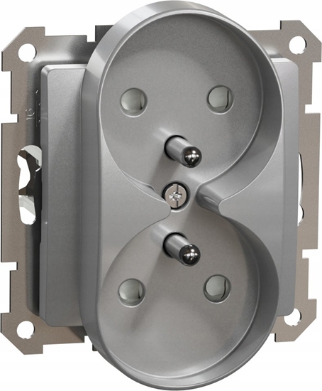 Picture of Schneider Electric Sedna Design, Gniazdo 2x2P+PE z przesonami do systemu ramkowego, srebrne aluminium