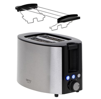 Attēls no Camry | Toaster | CR 3215 | Power 1000 W | Number of slots 2 | Housing material Stainless steel | Black/Stainless steel