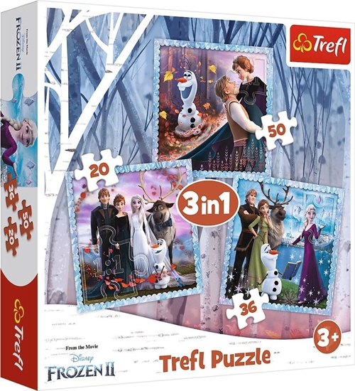 Изображение Trefl Puzzle 3w1 Magiczna opowie Kraina Lodu II 34853