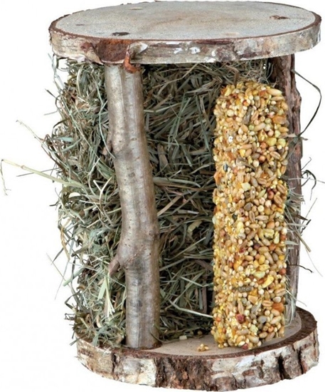 Изображение Trixie Drewniana wiea z siankiem górskim, 13 × 17 × 13 cm, 110 g