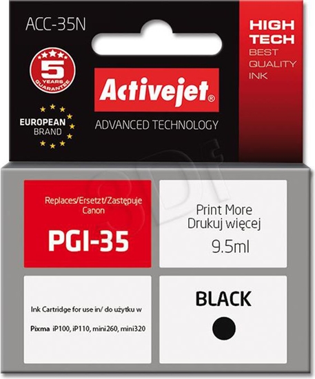 Изображение Tusz Activejet Tusz Activejet ACC-35N (zamiennik Canon PGI-35 Supreme 9,5 ml czarny)